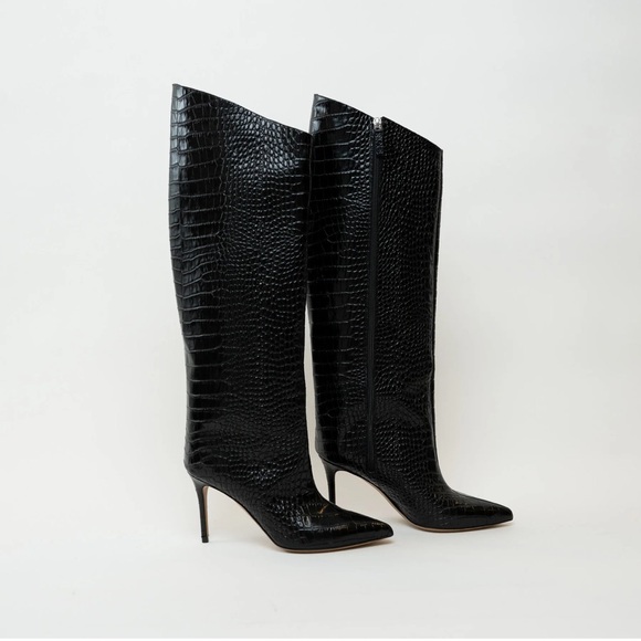 Alexander Vautier black croc embossed stilletto boot - Picture 3 of 11